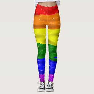 SlipperyJoe's Regenbogenfarben glänzen Flüssigkeit Leggings