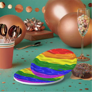 SlipperyJoe's Regenbogenfarben glänzen Flüssigkeit Pappteller