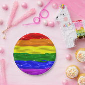 SlipperyJoe's Regenbogenfarben glänzen Flüssigkeit Pappteller (Party)