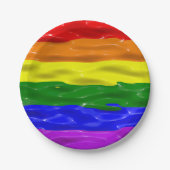 SlipperyJoe's Regenbogenfarben glänzen Flüssigkeit Pappteller (Vorderseite)