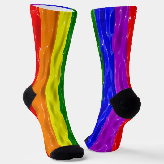 SlipperyJoe's Regenbogenfarben glänzen Flüssigkeit Socken (Gewinkelt)