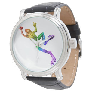 SlipperyJoe's regenbogenfarbener Frosch gerenderte Armbanduhr