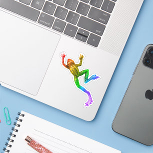 SlipperyJoe's regenbogenfarbener Frosch gerenderte Aufkleber