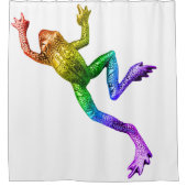 SlipperyJoe's regenbogenfarbener Frosch gerenderte Duschvorhang (Vorderseite)