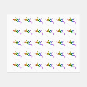 SlipperyJoe's regenbogenfarbener Frosch gerenderte Etiketten