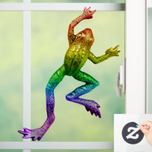 SlipperyJoe's regenbogenfarbener Frosch gerenderte Fensteraufkleber