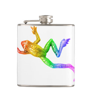 SlipperyJoe's regenbogenfarbener Frosch gerenderte Flachmann