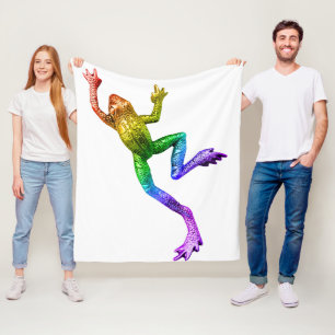 SlipperyJoe's regenbogenfarbener Frosch gerenderte Fleecedecke