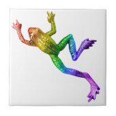 SlipperyJoe's regenbogenfarbener Frosch gerenderte Fliese (Vorderseite)