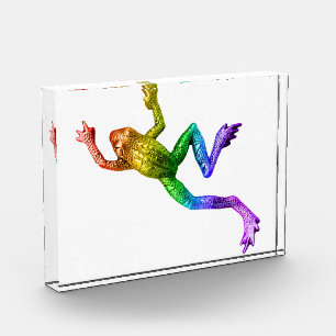 SlipperyJoe's regenbogenfarbener Frosch gerenderte Fotoblock