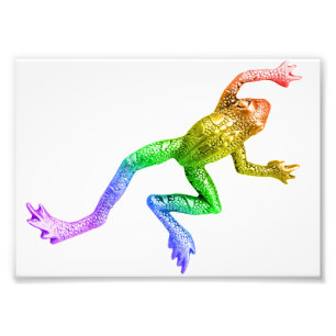 SlipperyJoe's regenbogenfarbener Frosch gerenderte Fotodruck