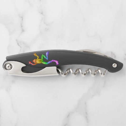 SlipperyJoe's regenbogenfarbener Frosch gerenderte Kellnermesser (Vorderseite)
