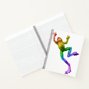 SlipperyJoe's regenbogenfarbener Frosch gerenderte Notizblock