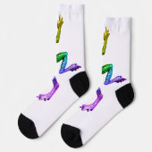 SlipperyJoe's regenbogenfarbener Frosch gerenderte Socken (Linkes Detail)