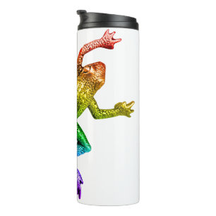 SlipperyJoe's regenbogenfarbener Frosch gerenderte Thermosbecher