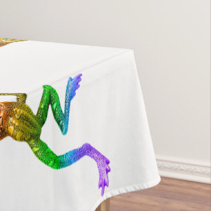 SlipperyJoe's regenbogenfarbener Frosch gerenderte Tischdecke