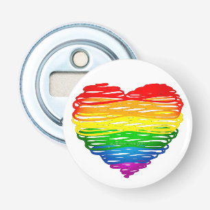 SlipperyJoes regenbogenfarbenes Herz gekritzelte W Flaschenöffner
