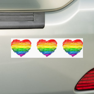 SlipperyJoes regenbogenfarbenes Herz mit gekritzel Autoaufkleber