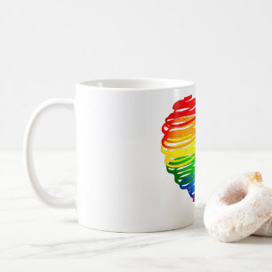 SlipperyJoes regenbogenfarbenes Herz mit gekritzel Kaffeetasse