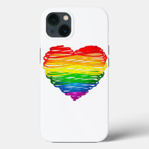 SlipperyJoes regenbogenfarbenes Herz mit kritzelig Case-Mate iPhone Hülle