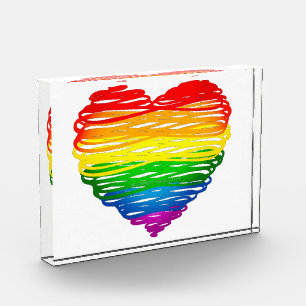 SlipperyJoes regenbogenfarbenes Herz mit kritzelig Fotoblock