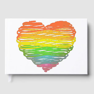 SlipperyJoes regenbogenfarbenes Herz mit kritzelig Gästebuch
