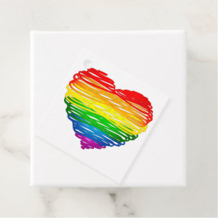 SlipperyJoes regenbogenfarbenes Herz mit kritzelig Geschenkanhänger