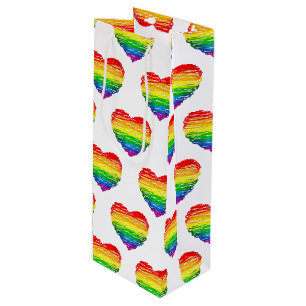 SlipperyJoes regenbogenfarbenes Herz mit kritzelig Geschenktüte Für Weinflaschen