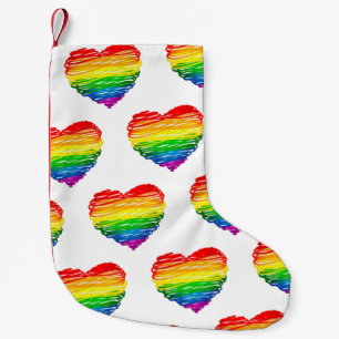 SlipperyJoes regenbogenfarbenes Herz mit kritzelig Kleiner Weihnachtsstrumpf