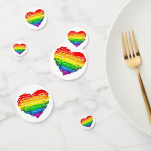 SlipperyJoes regenbogenfarbenes Herz mit kritzelig Konfetti