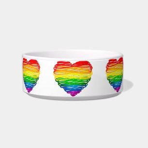 SlipperyJoes regenbogenfarbenes Herz mit kritzelig Napf