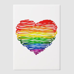 SlipperyJoes regenbogenfarbenes Herz mit kritzelig Pergament Einladungen