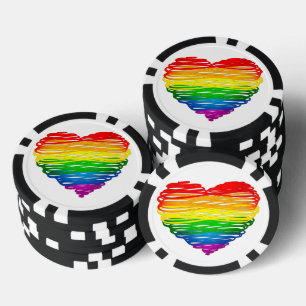 SlipperyJoes regenbogenfarbenes Herz mit kritzelig Pokerchips
