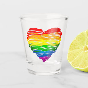 SlipperyJoes regenbogenfarbenes Herz mit kritzelig Schnapsglas