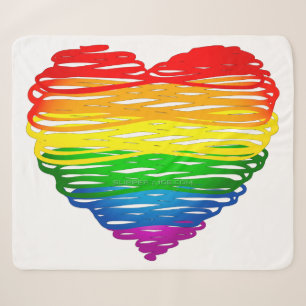 SlipperyJoes regenbogenfarbenes Herz mit kritzelig Sherpadecke