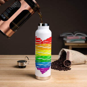SlipperyJoes regenbogenfarbenes Herz mit kritzelig Trinkflasche