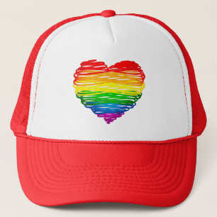 SlipperyJoes regenbogenfarbenes Herz mit kritzelig Truckerkappe
