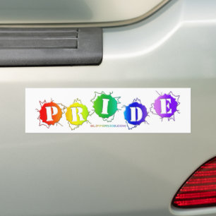 SlipperyJoe's regenbogenfarbenes Pride-Schild plat Autoaufkleber