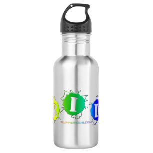 SlipperyJoe's regenbogenfarbenes Pride-Schild plat Edelstahlflasche