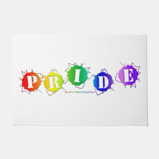 SlipperyJoe's regenbogenfarbenes Pride-Schild plat Fußmatte (Vorderseite)