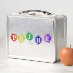 SlipperyJoe's regenbogenfarbenes Pride-Schild plat Metall Brotdose