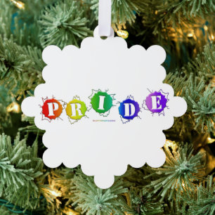 SlipperyJoe's regenbogenfarbenes Pride-Schild plat Ornament Karte