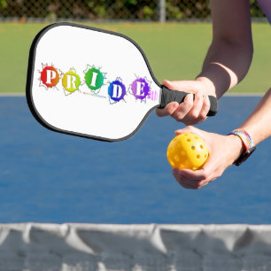 SlipperyJoe's regenbogenfarbenes Pride-Schild plat Pickleball Schläger