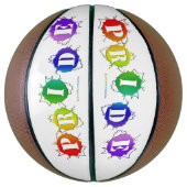 SlipperyJoe's regenbogenfarbenes Stolz-Zeichen dor Basketball (Vertikal)