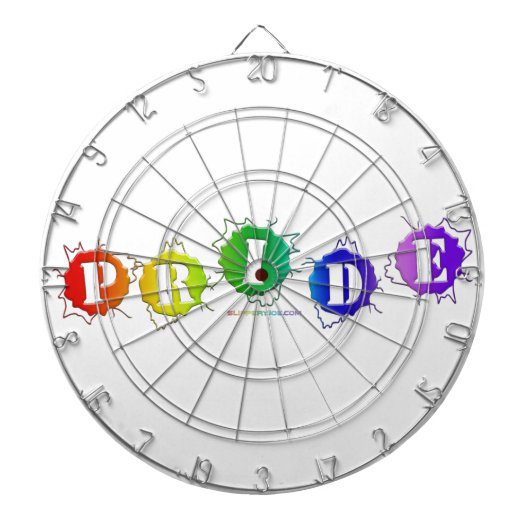 SlipperyJoe's regenbogenfarbenes Stolz-Zeichen dor Dartscheibe (vorne)