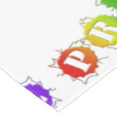 SlipperyJoe's regenbogenfarbenes Stolz-Zeichen dor Tischdecke (Schrägansicht)