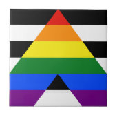 SlipperyJoes Regenbogenflagge für gerade Verbündet Fliese (Vorderseite)