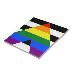 SlipperyJoes Regenbogenflagge für gerade Verbündet Fliese
