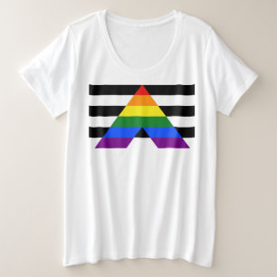 SlipperyJoes Regenbogenflagge für gerade Verbündet Große Größe T-Shirt