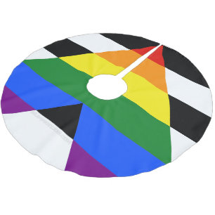 SlipperyJoes Regenbogenflagge für gerade Verbündet Polyester Weihnachtsbaumdecke